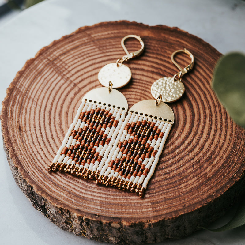 Dancing Vintage Lozenge Beaded Fringe Earrings