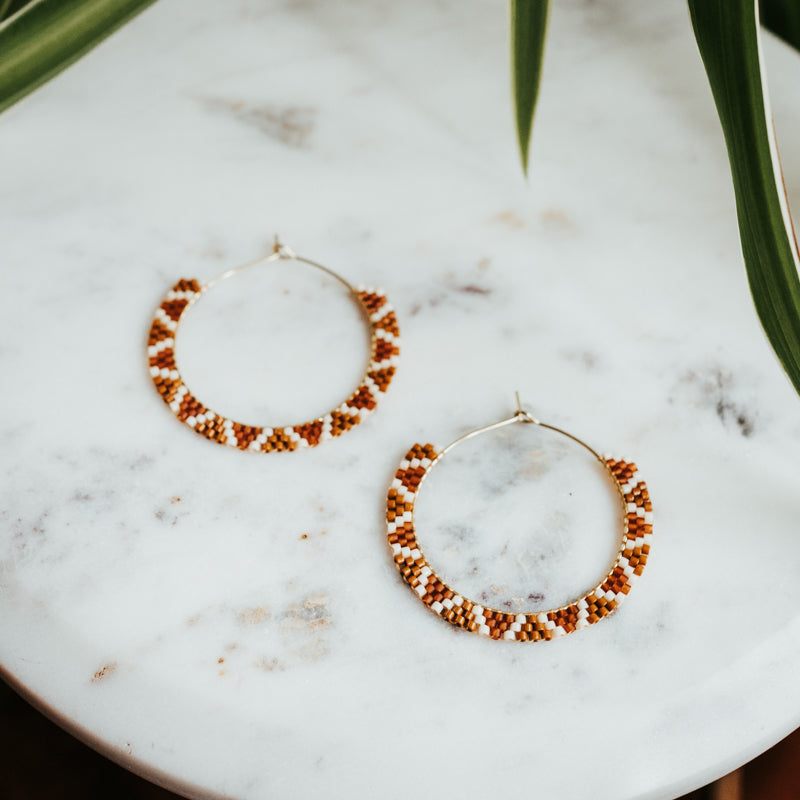 Beaded Hoops Earrings