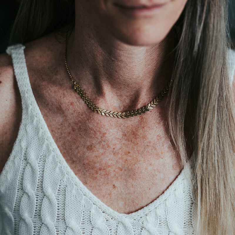Chevron Brass Necklace