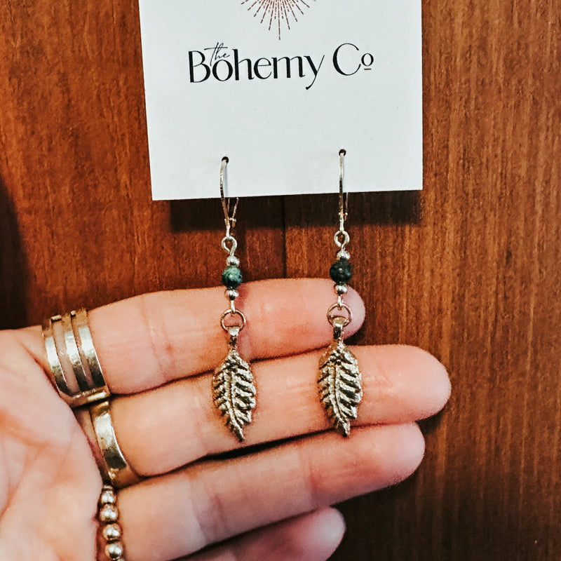 Green Leaf Earrings