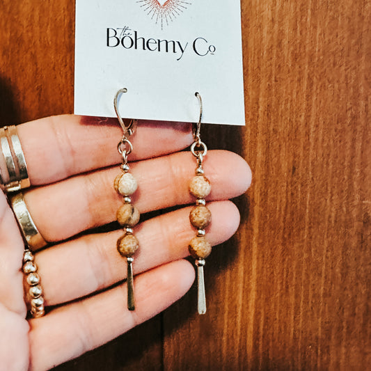 Picture Jasper Bar Earrings