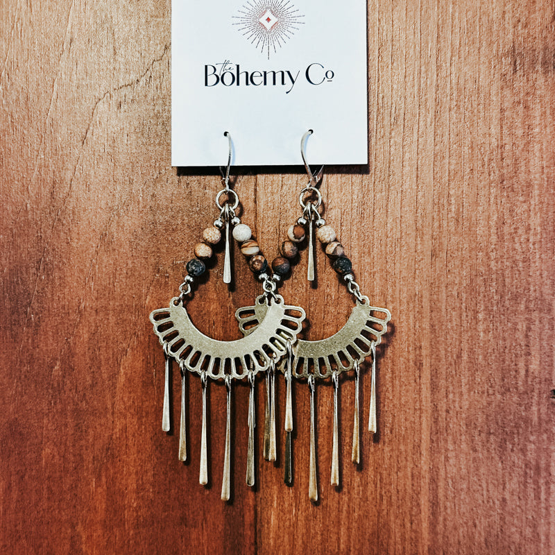 Gem Picture Jasper Fringe aErrings