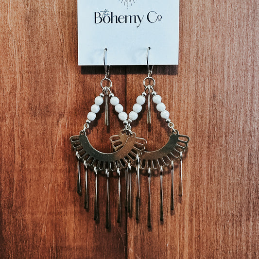 Gem Fossil Fringe Earrings