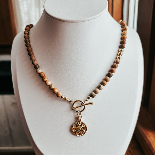 Picture Jasper Sun Toggle Clasp Necklace