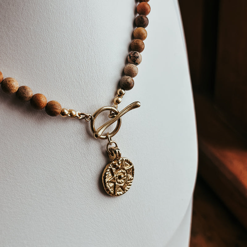 Picture Jasper Sun Toggle Clasp Necklace