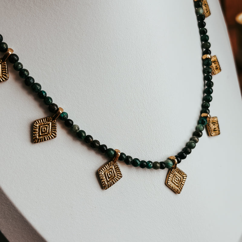 African Turquoise Jasper Charm Necklace