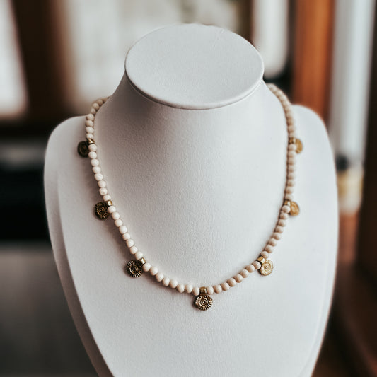 Fossil Sun Charm Necklace