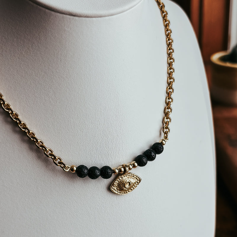 Evile Eye Lava Bar Necklace