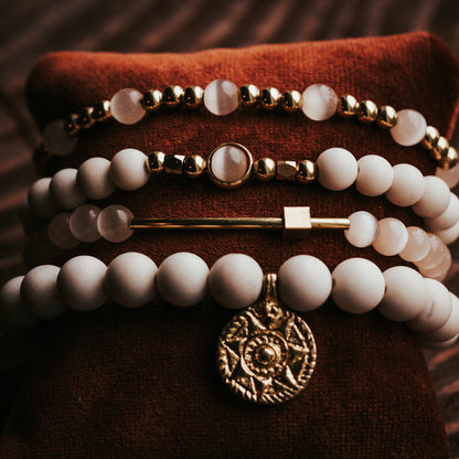 Rose Cat's Eye Bracelet Stack