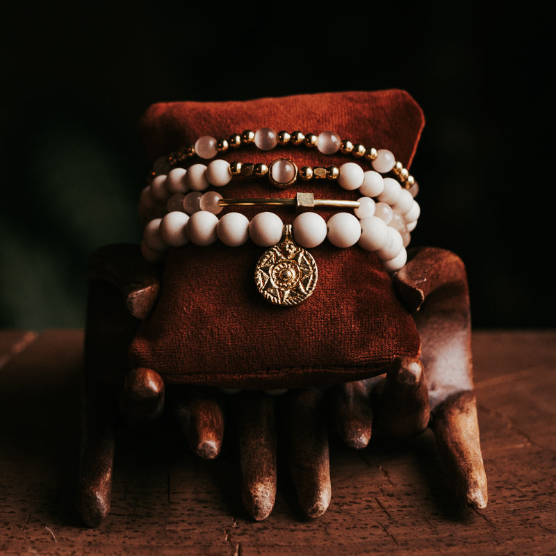 Rose Cat's Eye Bracelet Stack
