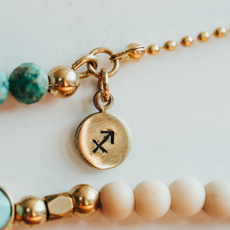 December Turquoise Birthstone Zodiac Stack Bracelet Set