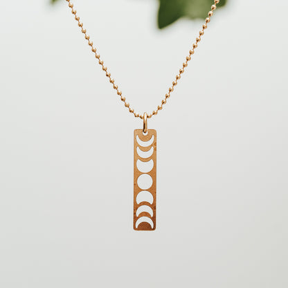 Moon Phase Brass Necklace