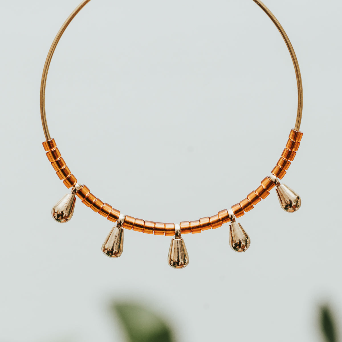 Seed Bead Tear Hoop Earrings