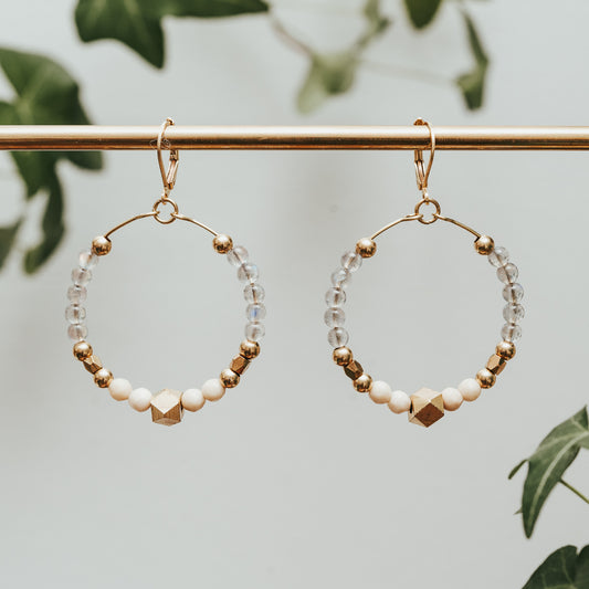 Fossil & Natural Agate Geodesic Hoop Earrings