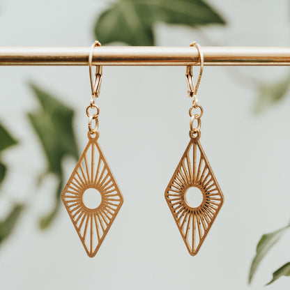 Petite Lozenge Brass Earrings