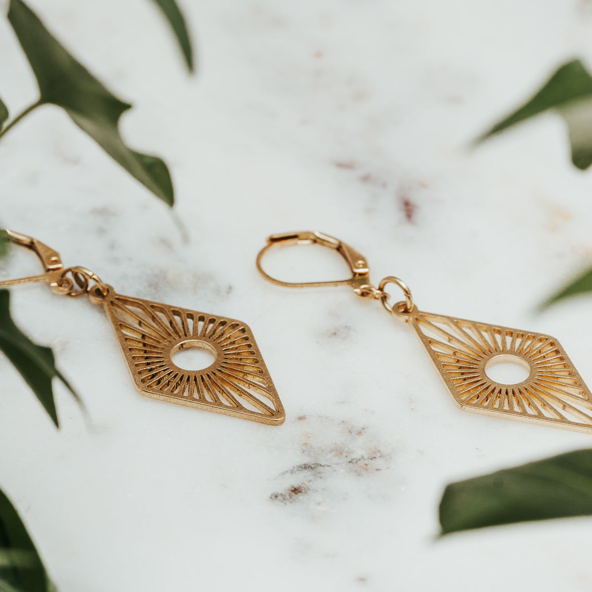 Lozenge Brass Earrings