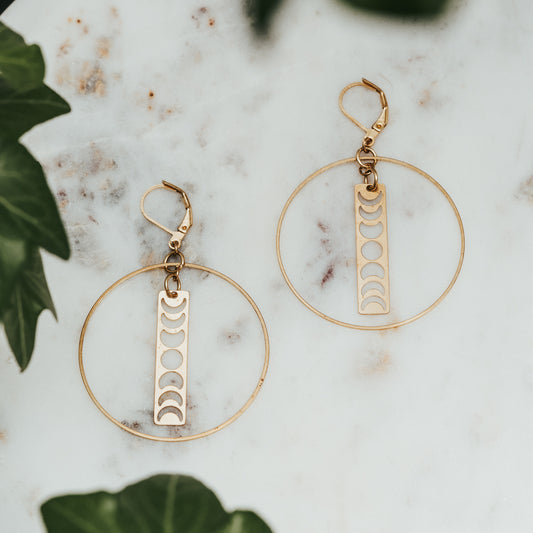 Moon Phase Hoop Earrings