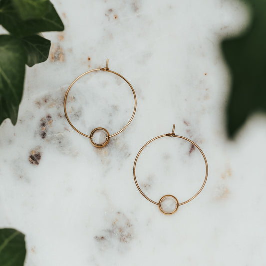 Saturn Faceted Jade Hoop Earrings