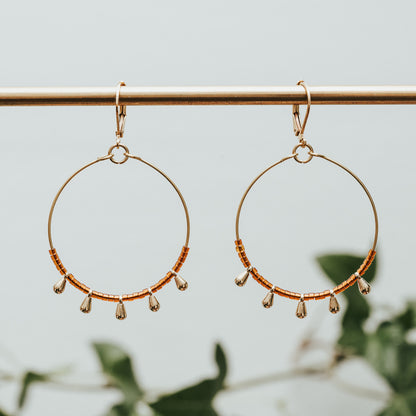 Seed Bead Tear Hoop Earrings