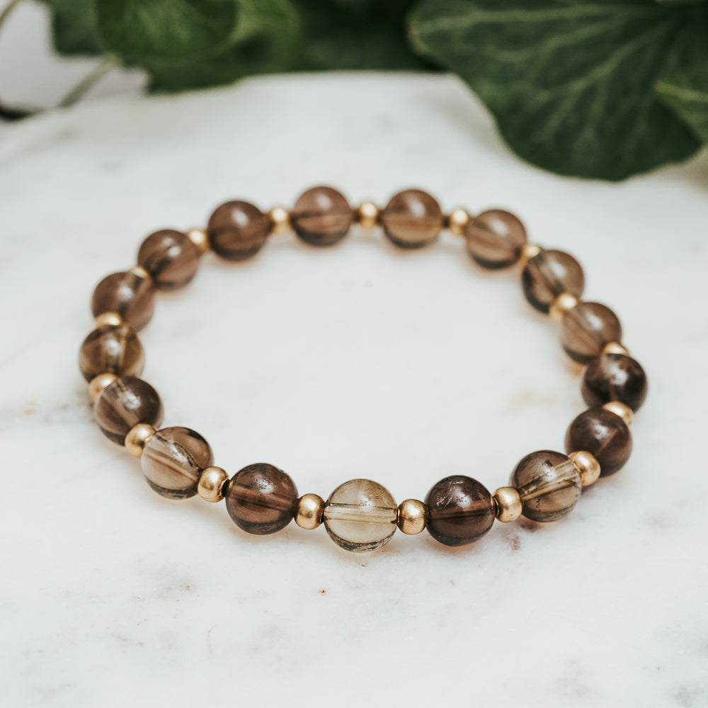 Smokey Quartz & Brass Bracelet