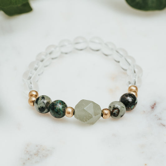 Kids Crystal Quartz, Lava & Green Aventurine Bracelet