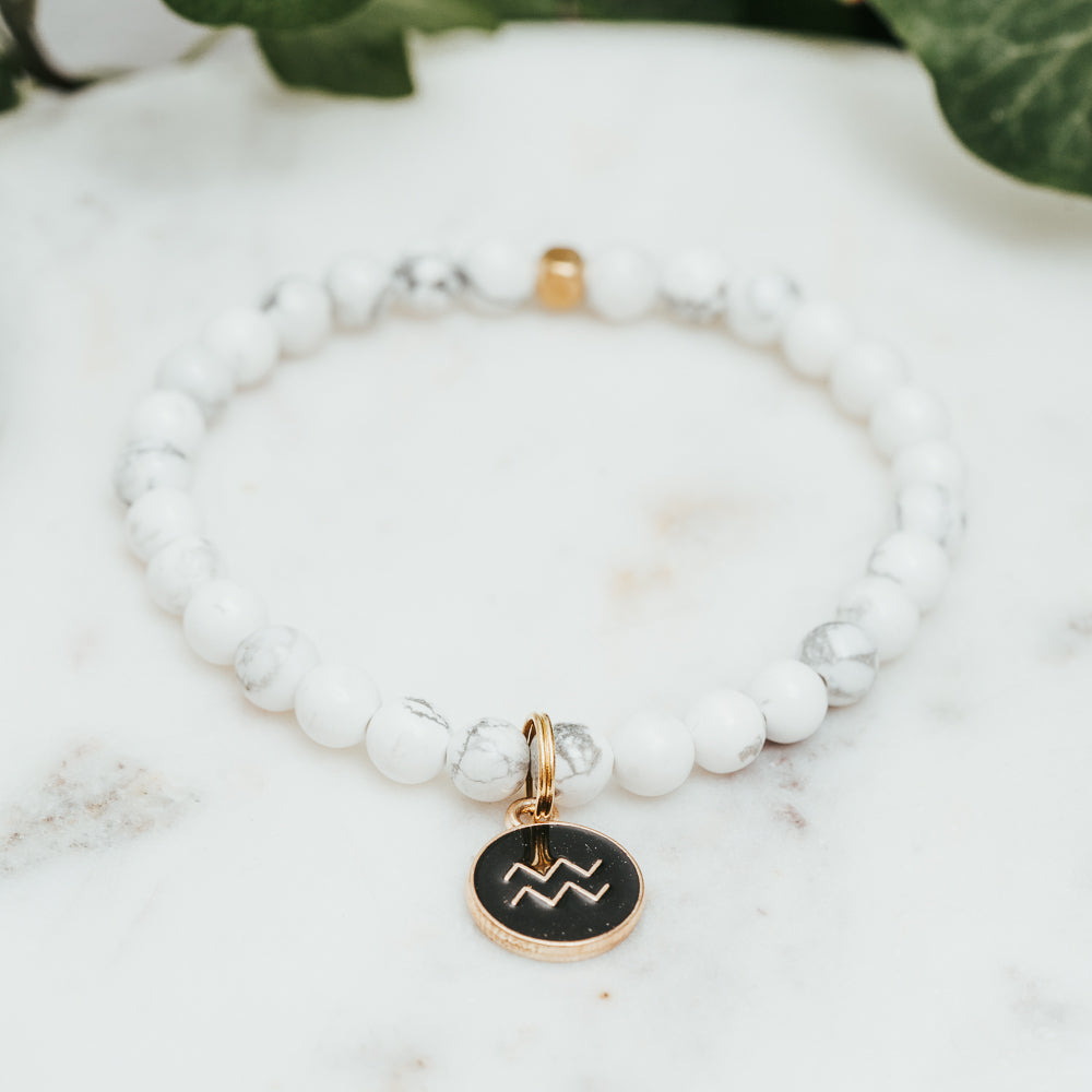 Zodiac Sign Gemstone Bracelet - White Turquoise