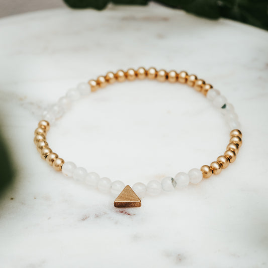 Agate Brass Triangle Gemstone Stackers