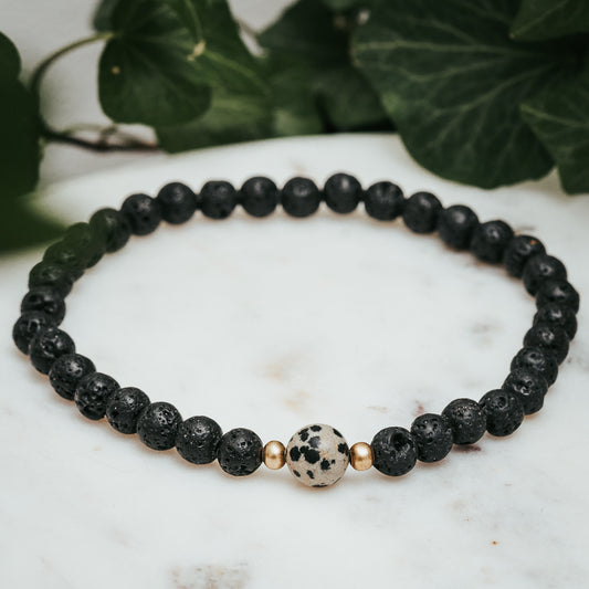 Lava & Dalmatian Jasper Mala Bracelet