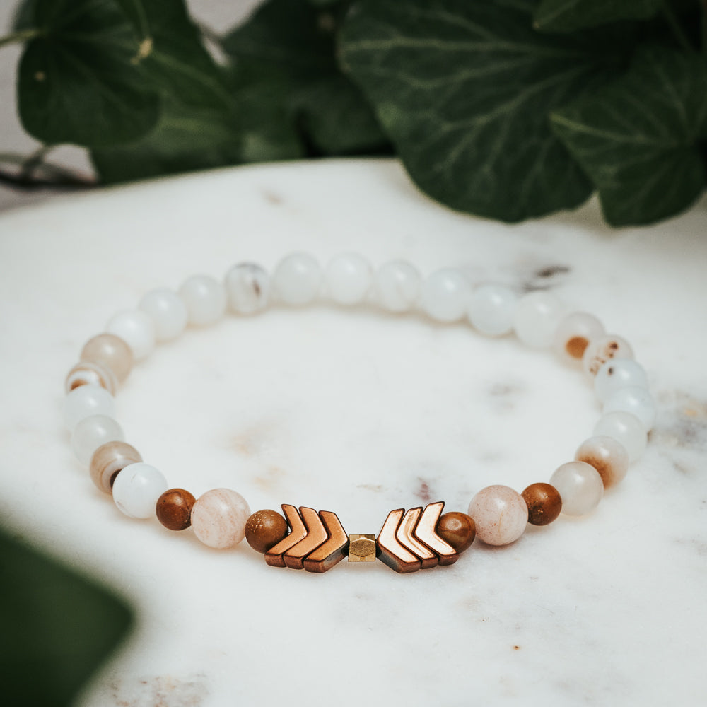 Chevron Hematite Agate Bracelet