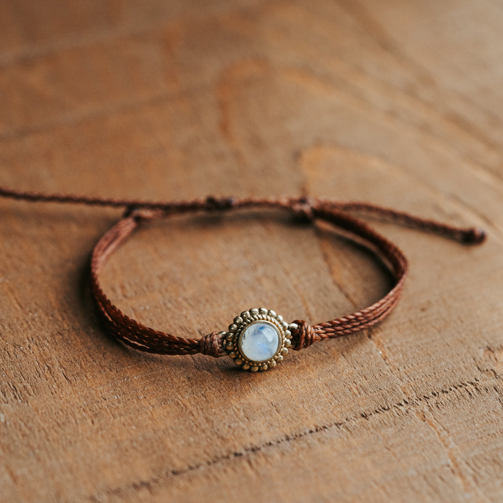 The Moonstone Gem String Bracelet |  Adjustable