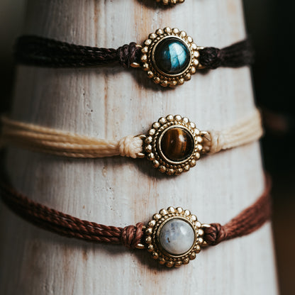 The Moonstone Gem String Bracelet |  Adjustable