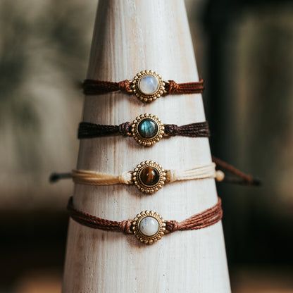 The Moonstone Gem String Bracelet |  Adjustable