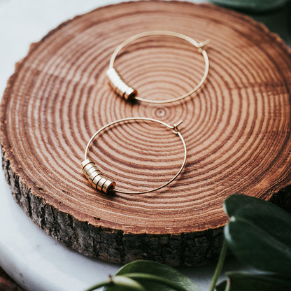 Brass Disc Hoop Earrings