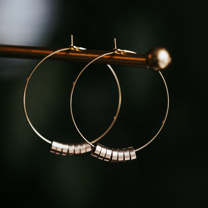 Brass Disc Hoop Earrings