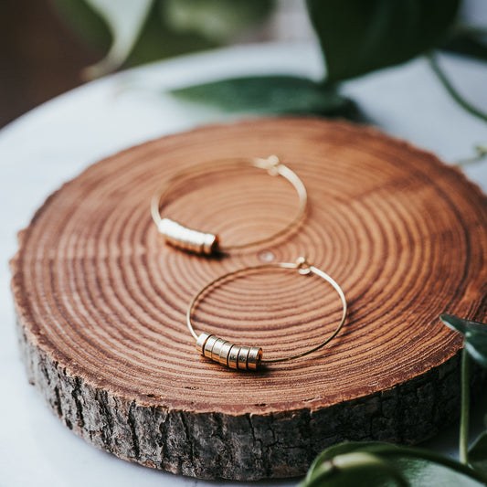 Brass Disc Hoop Earrings