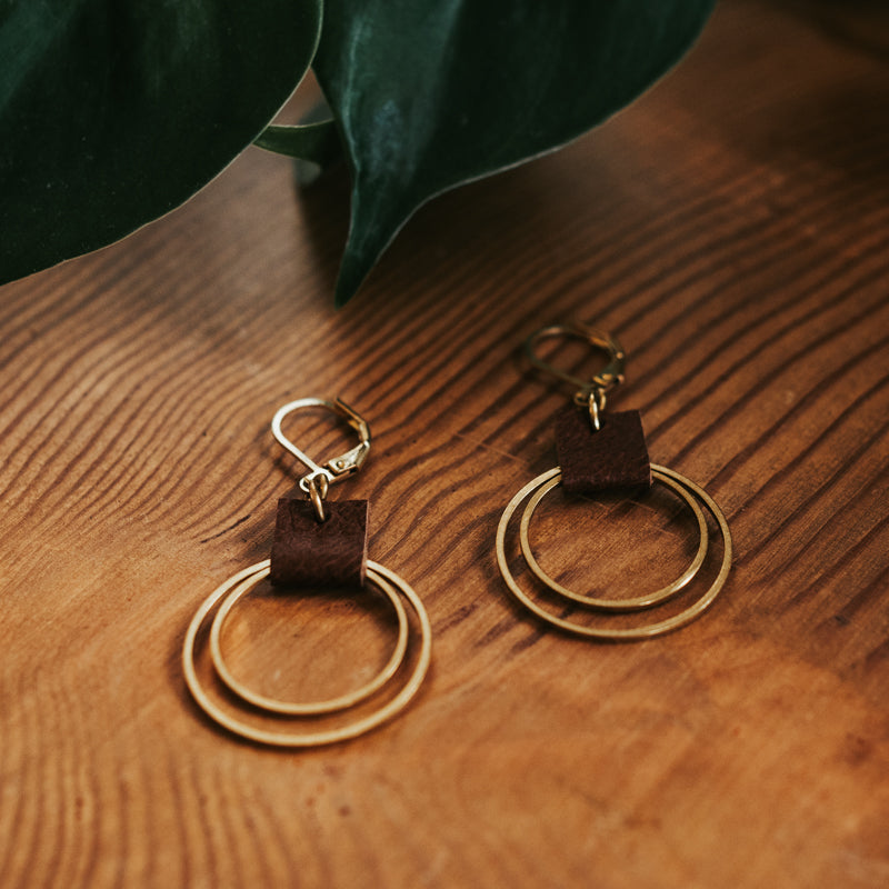 Brass & Hide Petite Hoops Earrings