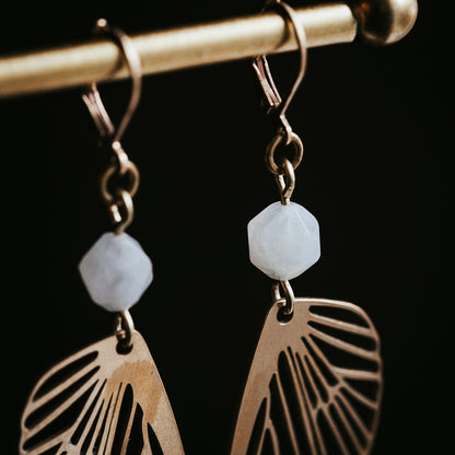 Golden Flutter | Moonstone Butterfly Earrings