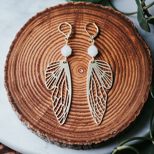 Golden Flutter | Moonstone Butterfly Earrings