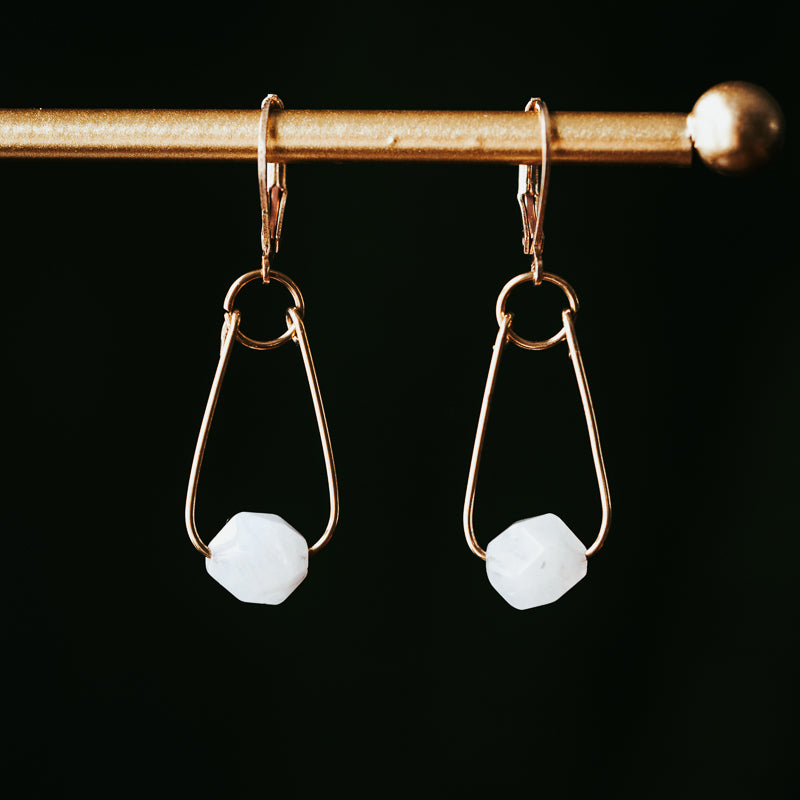 Dropline | Moonstone Minimalist Earrings