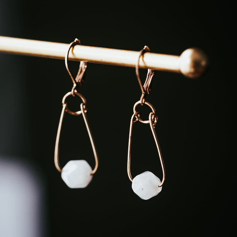 Dropline | Moonstone Minimalist Earrings