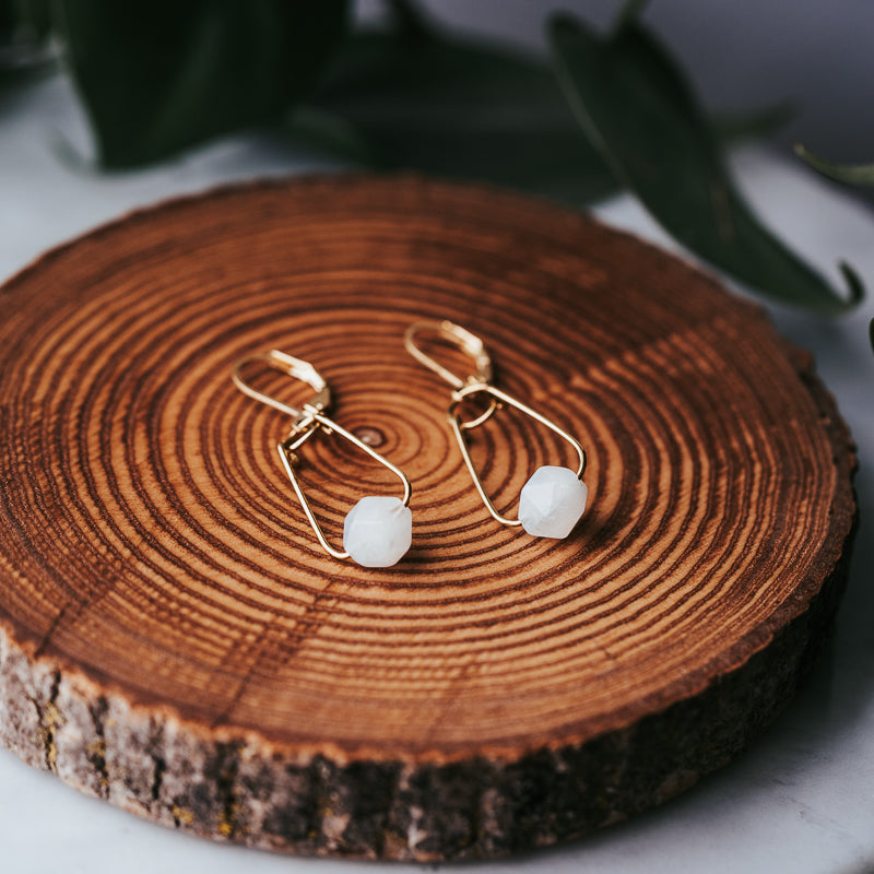 Dropline | Moonstone Minimalist Earrings