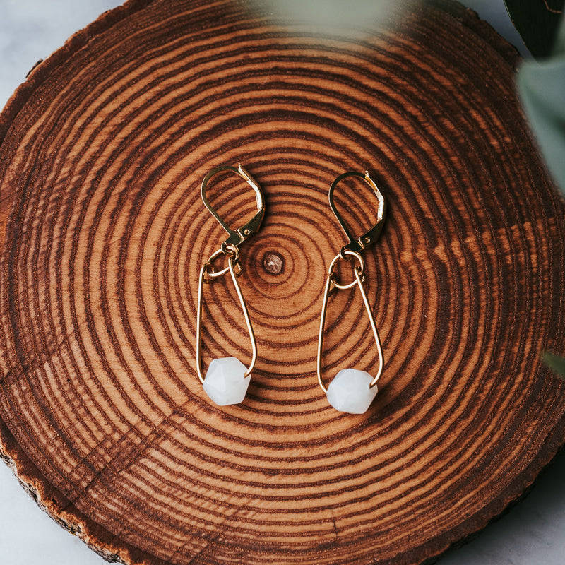 Dropline | Moonstone Minimalist Earrings