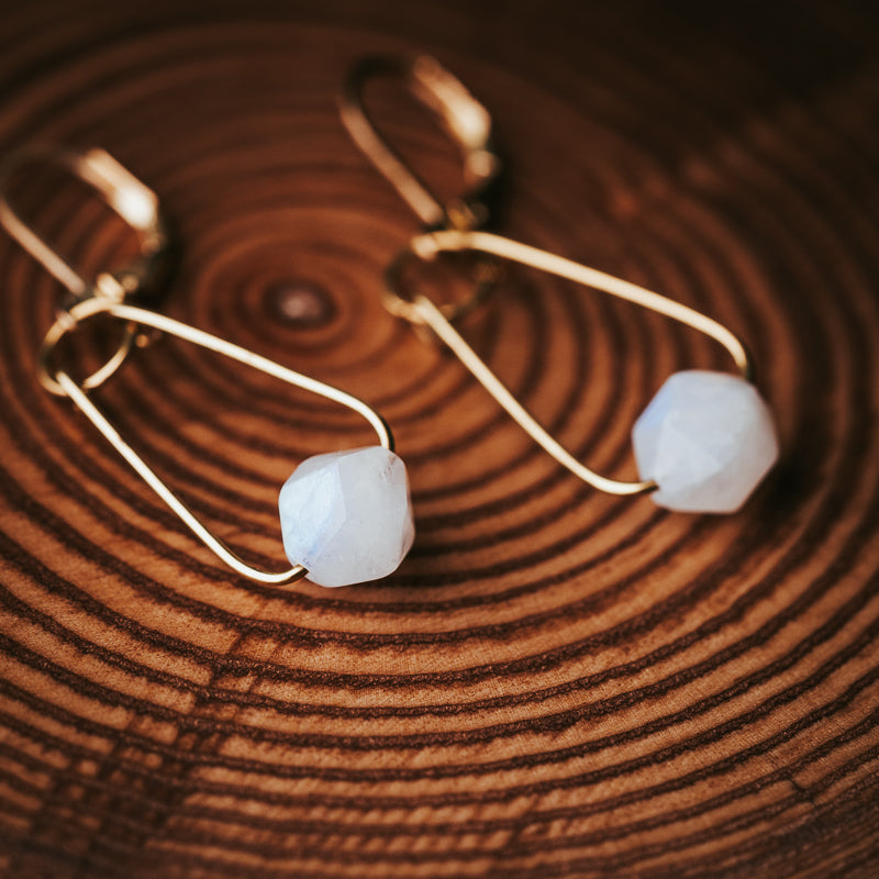 Dropline | Moonstone Minimalist Earrings