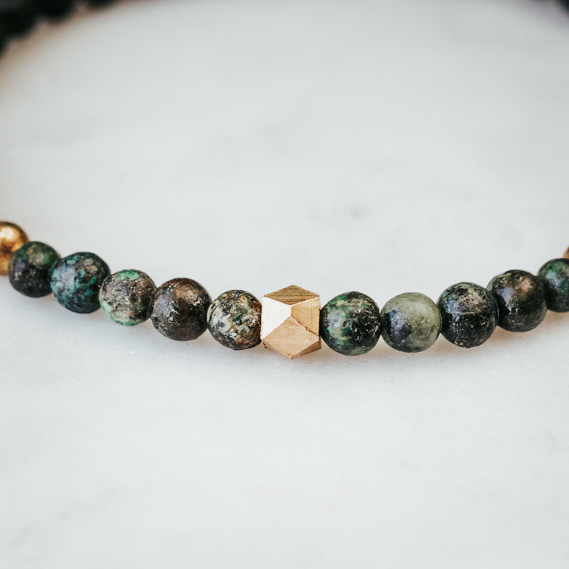 Geosedic African Turquoise & Lava Stacker Bracelet