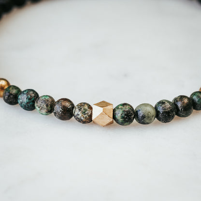 Geosedic African Turquoise & Lava Stacker Bracelet