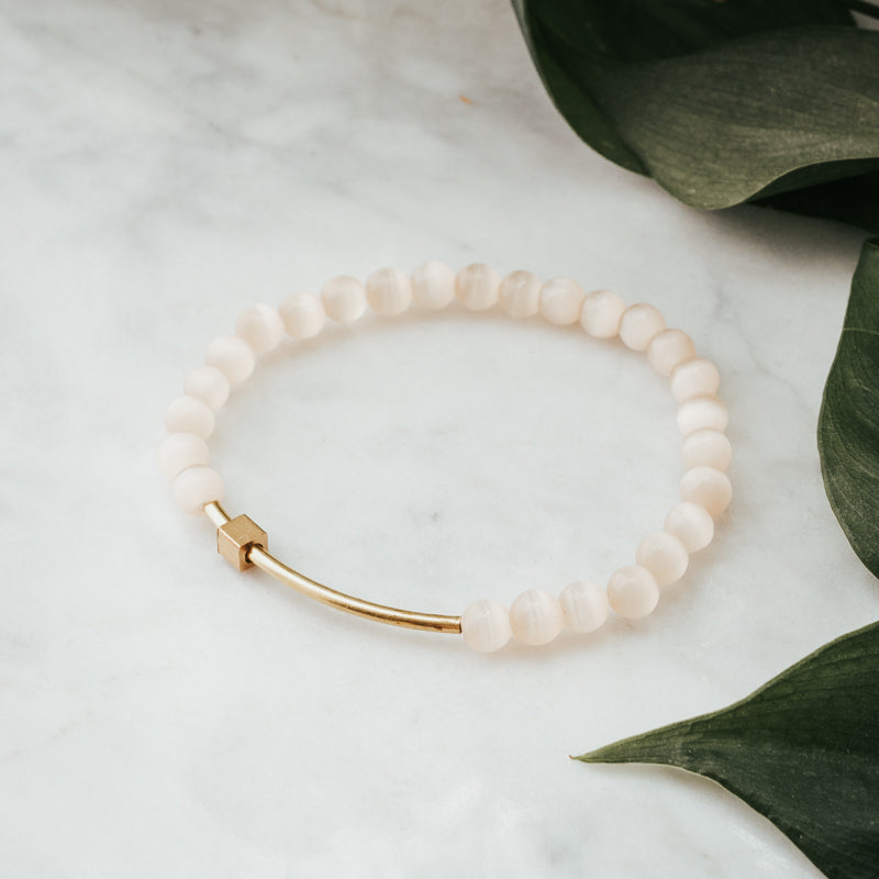 Fidget Gemstone Bracelet | Rose Cat's Eye
