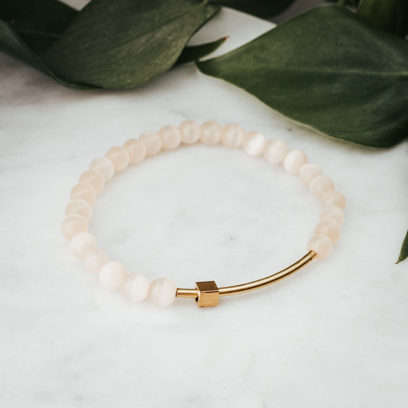Rose Cat's Eye Bracelet Stack