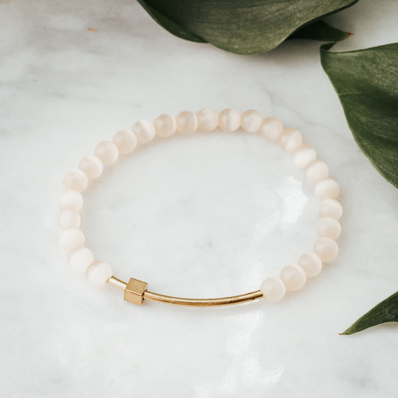 Fidget Gemstone Bracelet | Rose Cat's Eye
