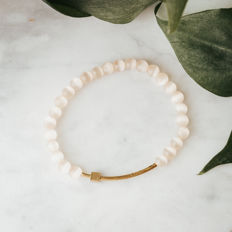 Fidget Gemstone Bracelet | Rose Cat's Eye
