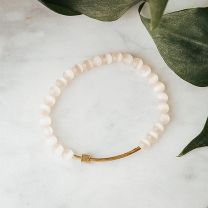 Fidget Gemstone Bracelet | Rose Cat's Eye